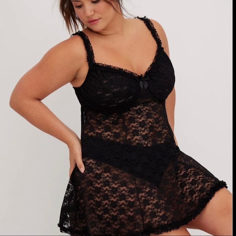 Torrid Black Underwire Lace Babydoll